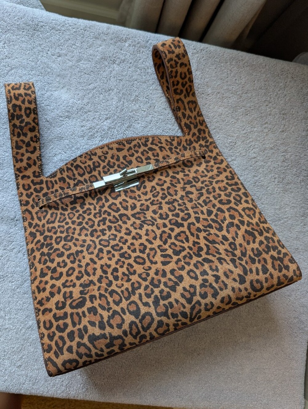 Suede/Nutback Leopard Print Shopper Bag
